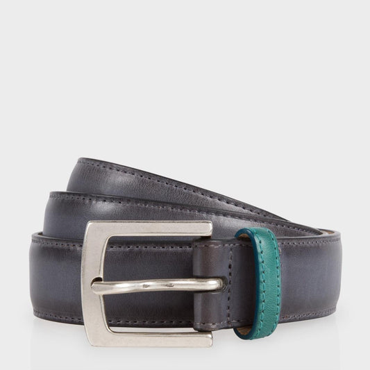 Paul Smith Belts - Grey Burnished Leather Suit Belt